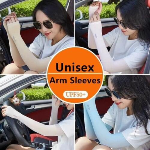 Long Gloves Arm Sleeves Outdoor Arm Warmer Half Finger Sleeves Sun UV Protection Hand Protector Cover Ice Silk Sunscreen Sleeves