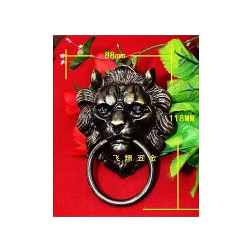 Hardware accessories 88MM lion head animal head antique door handle door of ancient buildings Chinese brass door handle