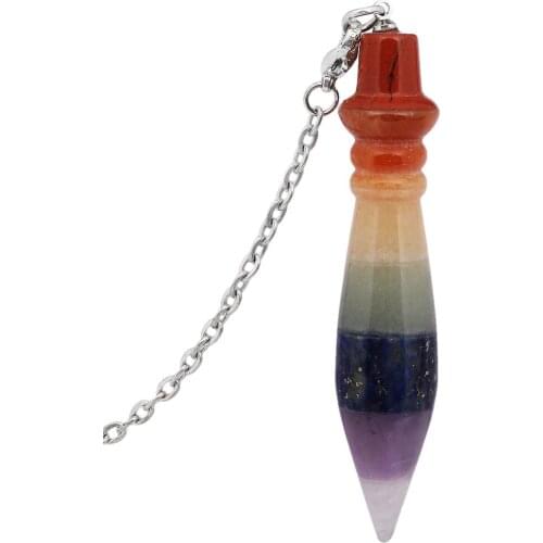 TUMBEELLUWA 7 Chakra Stone Healing Point Pendulum Energy Balancing Crystal Dowsing Divination Tool