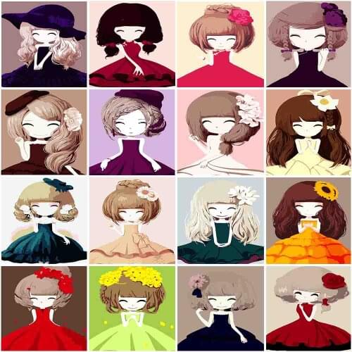 Painting By Numbers Cute Flower Girl DIY Coloring By Numbers Hand Painted Kits Drawing Canvas Pictures 20×30 CM Home Decor