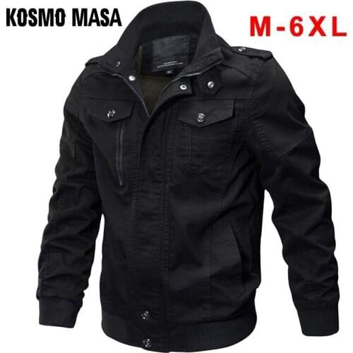 KOSMO MASA Bomber Jacket Men Autumn Winter Military Mens Jackets And Coats Black Windbreaker Jacket For Men Outwear 6XL MJ0082