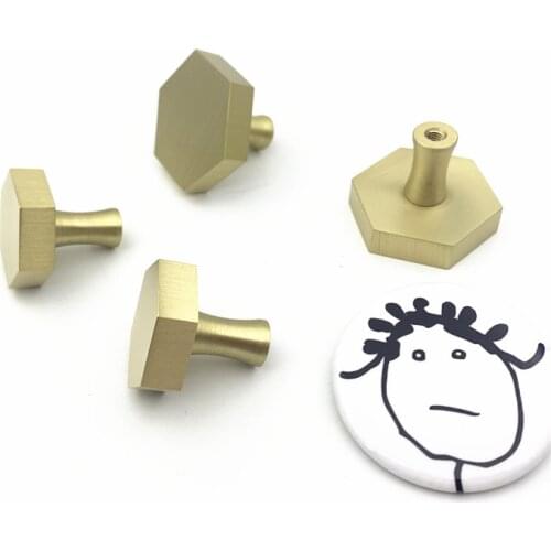 LCH Nordic Style Hexagon Solid Thick Brass Cabinet Knob Cupboard Handle Door Pull Handles Brass Color Entryway Clothes Hook