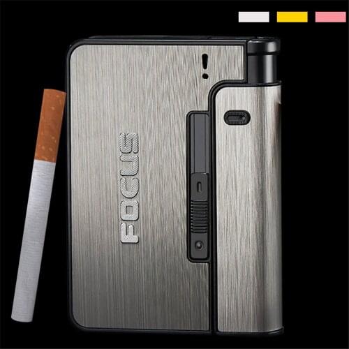 Multi Function Cigarette Case Waterproof With Gas Lighter Automatic Pop Up Metal Cigarette Storage Box Smoking Supply Mens Gift