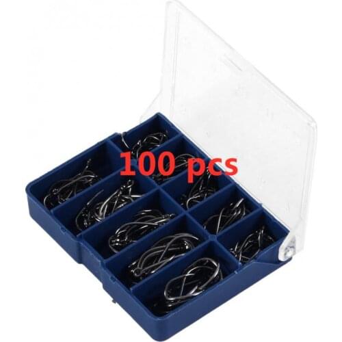 100 Pcs/Lot 3# -12# Fishing Hooks Set Carbon Steel Single Circle Fishhook Fly Fishing Barbed Hooks Kit Jigging Bait Carp Tackle
