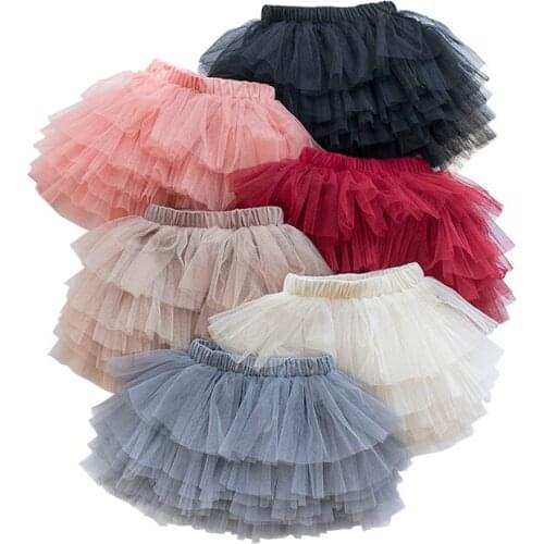 2021 New Mesh Fluffy Tutu Kids Skirt for Gils Princess Ballet Dance Dresses for Baby Girls Ball Gown Cupcake Dress Toddler Skirt