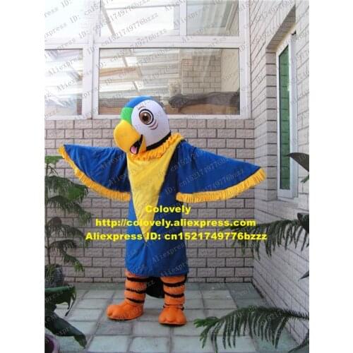 Likable Blue Macaw Parrot Mascot Costume Mascotte Eagle Hawk Glede Adult With Blue Yellow Wings Bright Eyes No.794 Free Ship