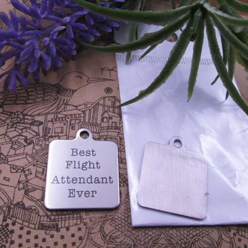 10pcs--"Best Flight Attendant Ever"stainless steel charms 5 styles for choosing DIY Charms for necklace bracelets