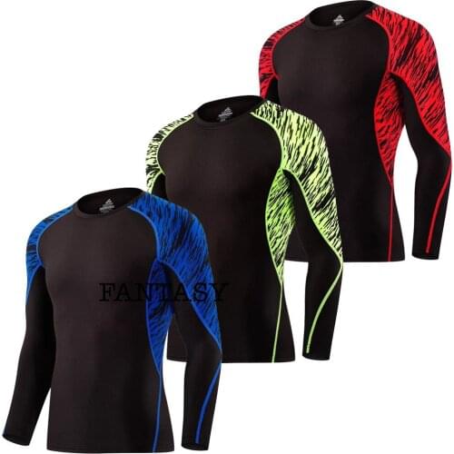 New Men Gym Shirt Compression Workout Running Fitness Long Sleeve Breathable Quick Dry Male Fashion Sportswear