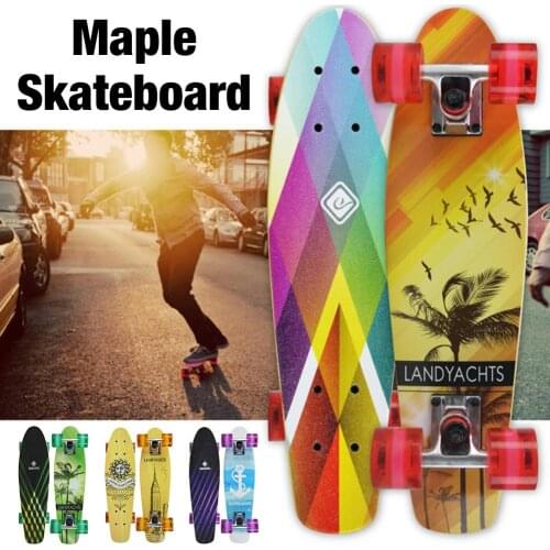 22 Inch Maple Skateboard With 4 Wheels 7 Layer Maple Deck Skateboard For Kids Beginners