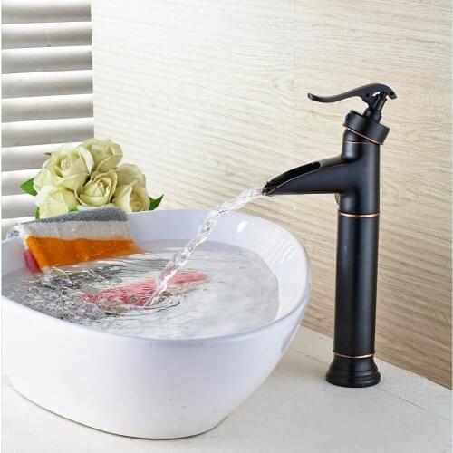 Vidric Bathroom Faucet hot and cold Crane Black Oil Brushed Brass Basin Faucet Waterfall Faucet Sink Faucet Single Handle water