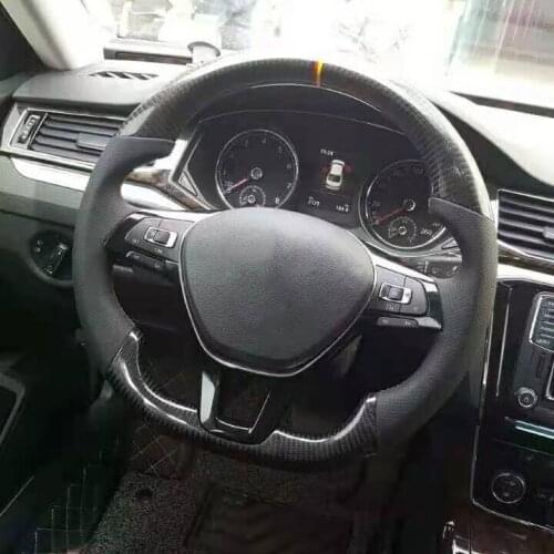 Cuatomized Carbon Fiber Sports Steering Wheel Alcantara Leather compatible for Volkswagen Passat 2011-2015