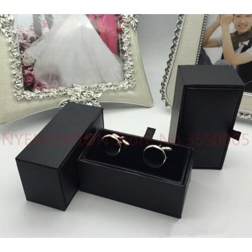Wedding Gift Boxes 100pcs/lot Black Shirt Cufflink Box Cufflink Gift Case Holder Jewelry Packaging Boxes Organizer Black