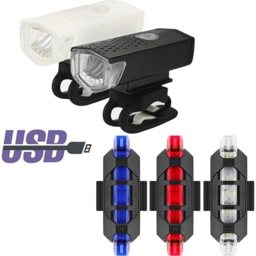 Waterproof Bike Light LED Front Lamp USB Rechargeable Super Bright Flashlight Bicycle Front Rear Taillight Set Bike Accessories