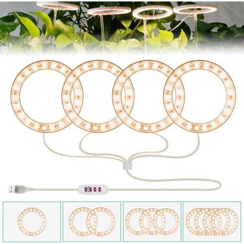 LED Angel Ring Grow Light DC5V USB Phytolamp For Plants Led Full Spectrum Lamp For Indoor Plant Seedlings Home Flower Succulet