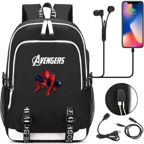 MARVEL Large capacity waterproof Backpack USB Charging student bag Oxford cloth printing school bag mochila travel backpack