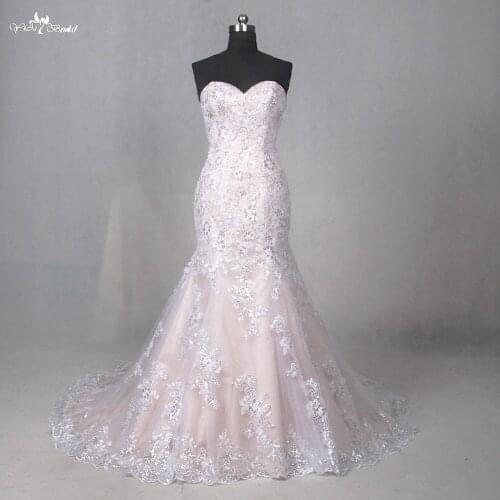 LZ202 Sweetheart Dresses Lace Pattern Court Train Dress Candy Color Dresses Wedding Dresses