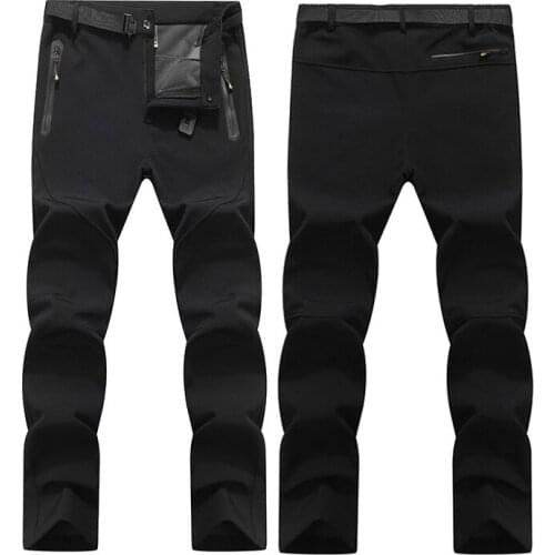 Winter Mens Waterproof Softshell Pants Outdoor Elastic Camping Hiking Trekking Fishing Climbing Skiing Fleece Warm Trousers 9XL
