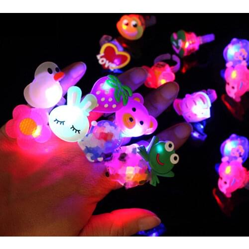 Stars Shine In The Dark Kids 5pc/set Luminous Rings New Childrens Toys Flash LED Cartoon Lights Glow In The Dark Toys for Kid E