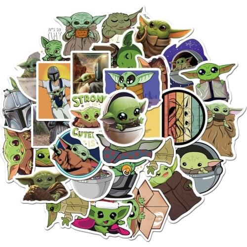 10/50/Pcs Star wars Baby Yoda Stickers Cartoon Waterproof Skateboard Laptop Guitar Luggage Graffiti Cute Sticker Kids Toys