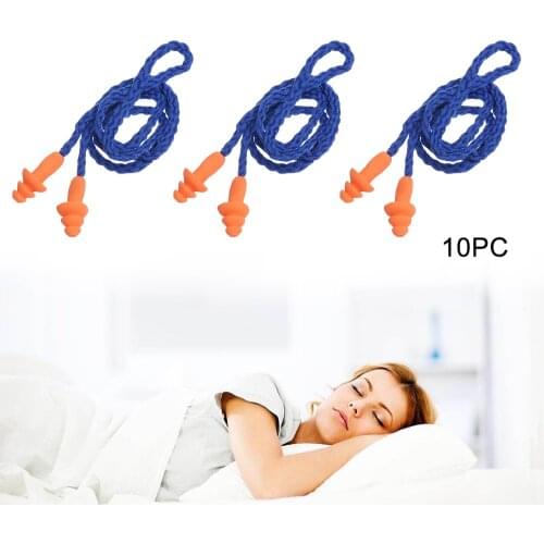 10Pcs Soft Silicone Earplugs Waterproof Anti-Noise Reusable Hearing Protect With Corded Sleeping Portable Travel Comfort Earmuff