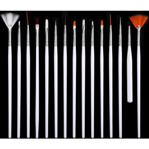 15 PCS Nail Art Brush for Nail Art Carving Flower Nail Gel Pen for Gradient UV Gel Drawing Painting Brush Handle Nail Art Tools