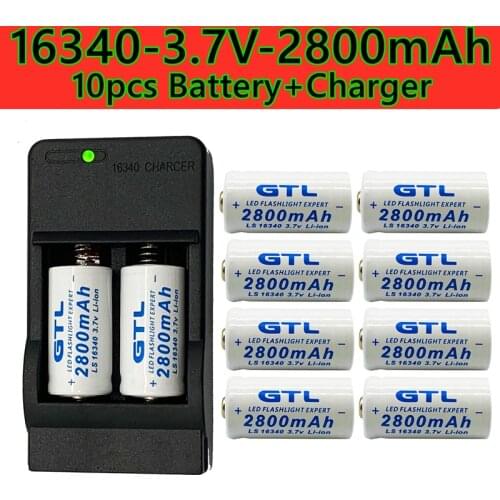 2021 new 16340 rechargeable, Li ion battery 3.7 V and 2800 MAH, CR123A, laser pen, LED flashlight