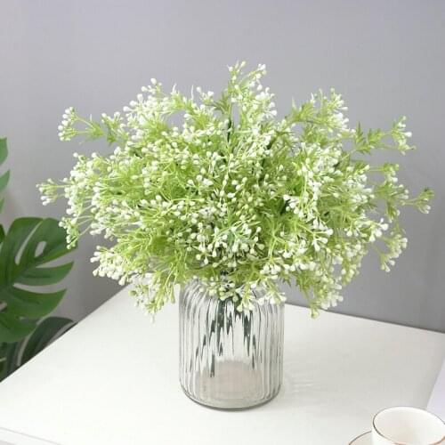 36cm Long white artificial berry flowers bouquet artificial fruit plants mini leaf outdoor living room wedding decoration