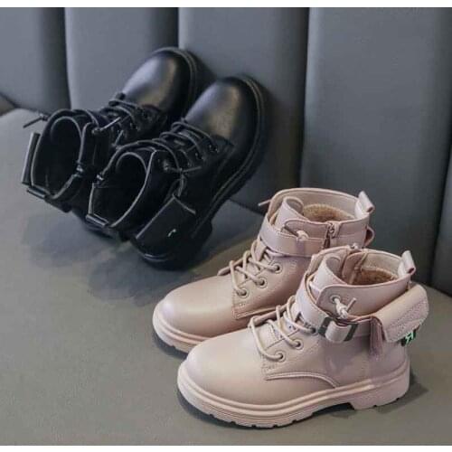 Boys Girls Martinboots Leather Platform Anti-skid Short Ankle Boots Autumn Winter Kids Teenager Casual Rubber Sole Shoes Botas