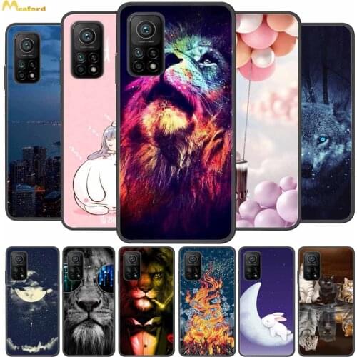 For Xiaomi Mi 10T Pro 5G Case Lion Soft Silicone Phone Cover for Xiaomi Mi 10T 5G Case MI10T 10Tpro Coque TPU Black Bumper Capa