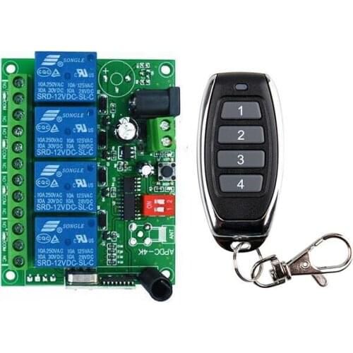 DC 12V 24V 10A 4 channel relay switch RF Wireless Remote Control system Receiver Transmitter 315mhz 433mhz Fan/Motor