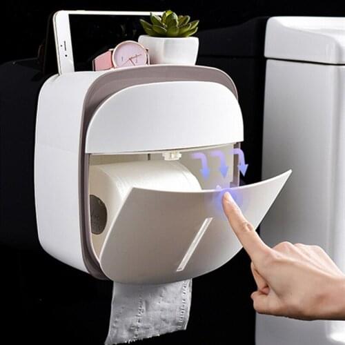 Toilet Paper Holder Roll Paper Tube Bathroom Plastic Waterproof Tissue Box Toilet Paper Tray Wall Mounted Storage Box Organizer