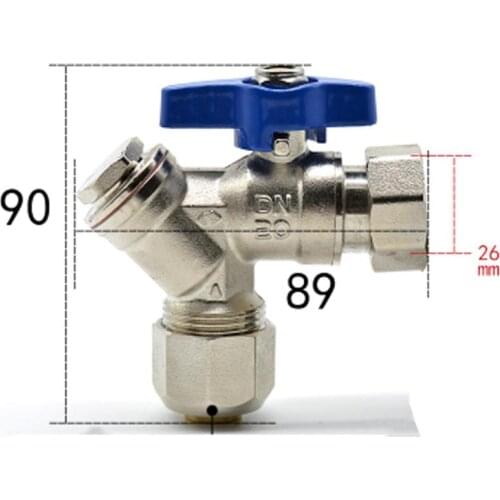 DN20 G 3/4" BSPP Female To Fit 16/20 ID/OD PEX Tube Brass Angle Ball Valve With Fliter Strainer For Wall-hung boiler