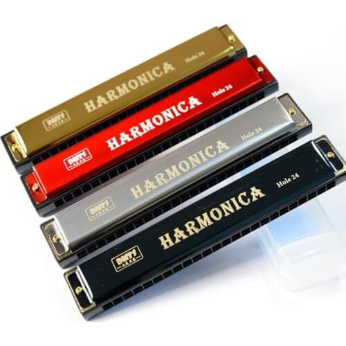 Master John 24 Hole Harmonica C Key Metal Harmonica Mouthorgan For Kids Children Beginners