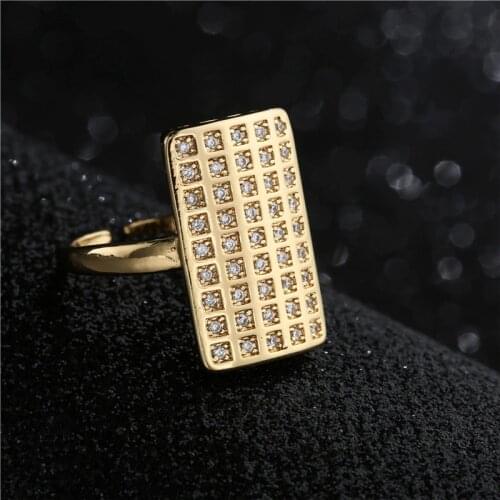 Gold Color Statement Geometric Ring Fashion Hip Hop Punk Style Party Jewelry For Women OL Accessories
