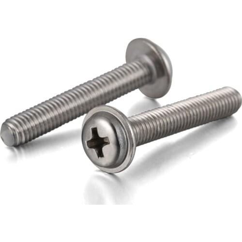 M2 M2.5 M3 M4 Phillips Washer Pan Head Machine Screw Metric Threaded Round Head Bolt 304 Stainless Steel
