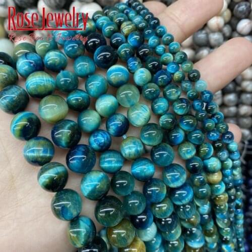 AAA Natural Blue Tiger Eye Stone Beads Round Loose Spacer Beads 6 8 10mm For Jewelry Making DIY Bracelet Accessories 15'' Strand
