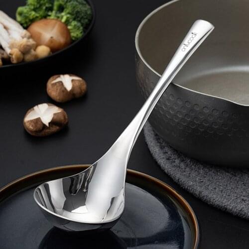 Large soup spoon, 304 stainless steel spoon, household kitchen extension spoon, anti-scalding soup spoon