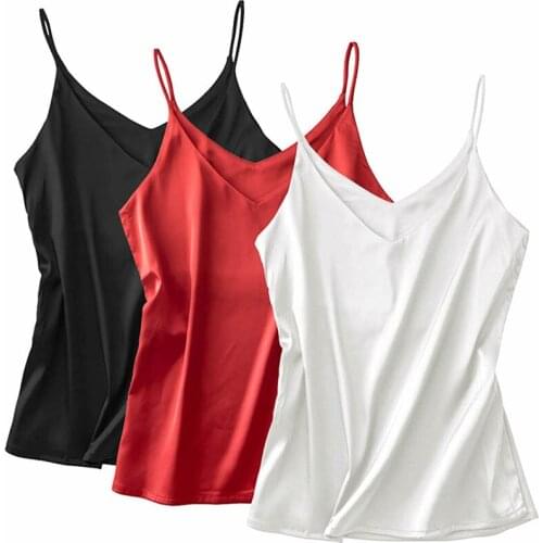 3PCS Summer Women Camis Silk Satin Tank Top Women Camisole Sleeveless Vest 2021 Top Spaghetti Strap Tank Tops