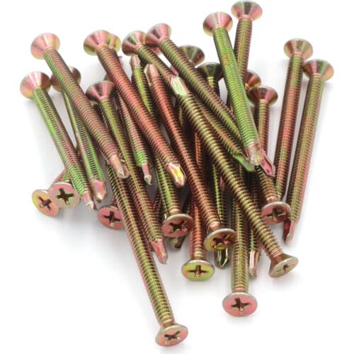 50pcs/boxed M4.8 40MM 65MM Metal Screw Countersunk Head Phillips Drive Gold Passivated Fastener