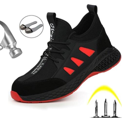 Mens Steel Toe Cap Safety Work Shoes Anti-Smash And Anti-Puncture Construction Work Boots Non-Slip Breathable Work Shoes