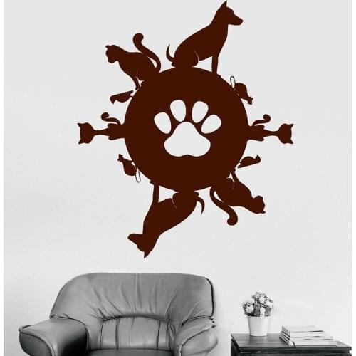 Pet Planet Wall Decal Vinyl Window Sticker Animal Pets Shop Interior Decoration Cat Dog Birds Cute Art Removable Mural S1092