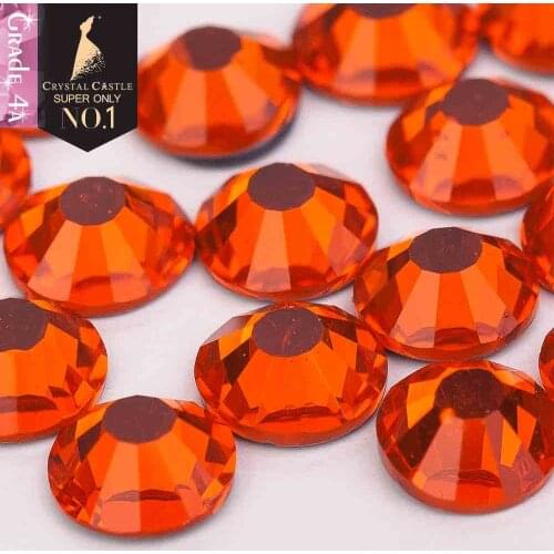 Small size grade 4A glass flatback rhinestone Hyacinth Orange non hot fix crystal none glue no hotfix strass rhinestone for nail