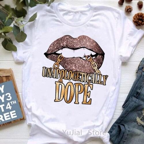 Unapologetically Dope Lips Graphic Print T-Shirt WomenS Clothing White Casual Sexy Tshirt Femme Summer Fashion T Shirt Female