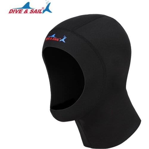 DIVE&SAIL 1mm Neoprene Scuba Diving Hood Hat Men Women Keep Warm Snorkeling Swimming Cap Diving Mask Black Swim Cap Water Sport