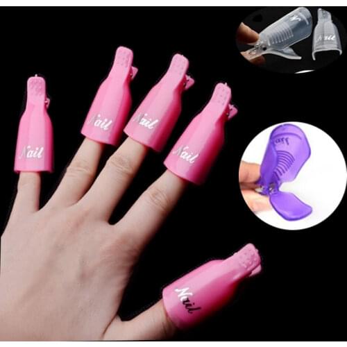 New 10PCS Plastic Nail Art Soak Off Cap Clip UV Gel Polish Remover Wrap Tool Nail Art Tips for Fingers Purple High Quality