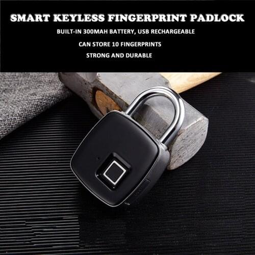 New Portable Electric Fingerprint Keyless Padlock Rechargeable Anti-Theft Lock For Home Security Door Cabinet Backpack Safe