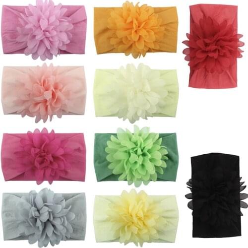 Baby Headband Only Big Chiffon Flower Headbands Bow Hair Band newborn Girl Toddler Turban Head Wrap Children Hair Accessories