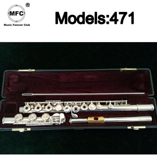 Music Fancier Club Professional Flute 471 Silver Plated Flute Gold Plated Lip Plate B Leg Open Close Holes 17 E Key