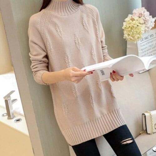 Half high collar Pullover Sweater Women 2020New Autumn Winter Fashion Loose All-Match Mid-length Casual Knitting Sweater Female