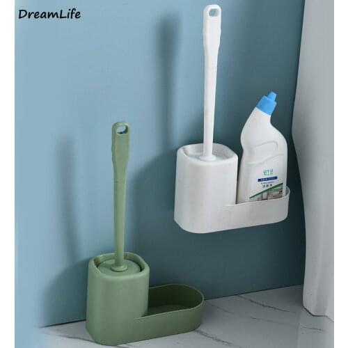 Rubber Toilet Brush Soft Bristle Wall-mounted Bathroom Toilet Brush Holder Durable Household Floor ThermoPlastic Cleaning Tool